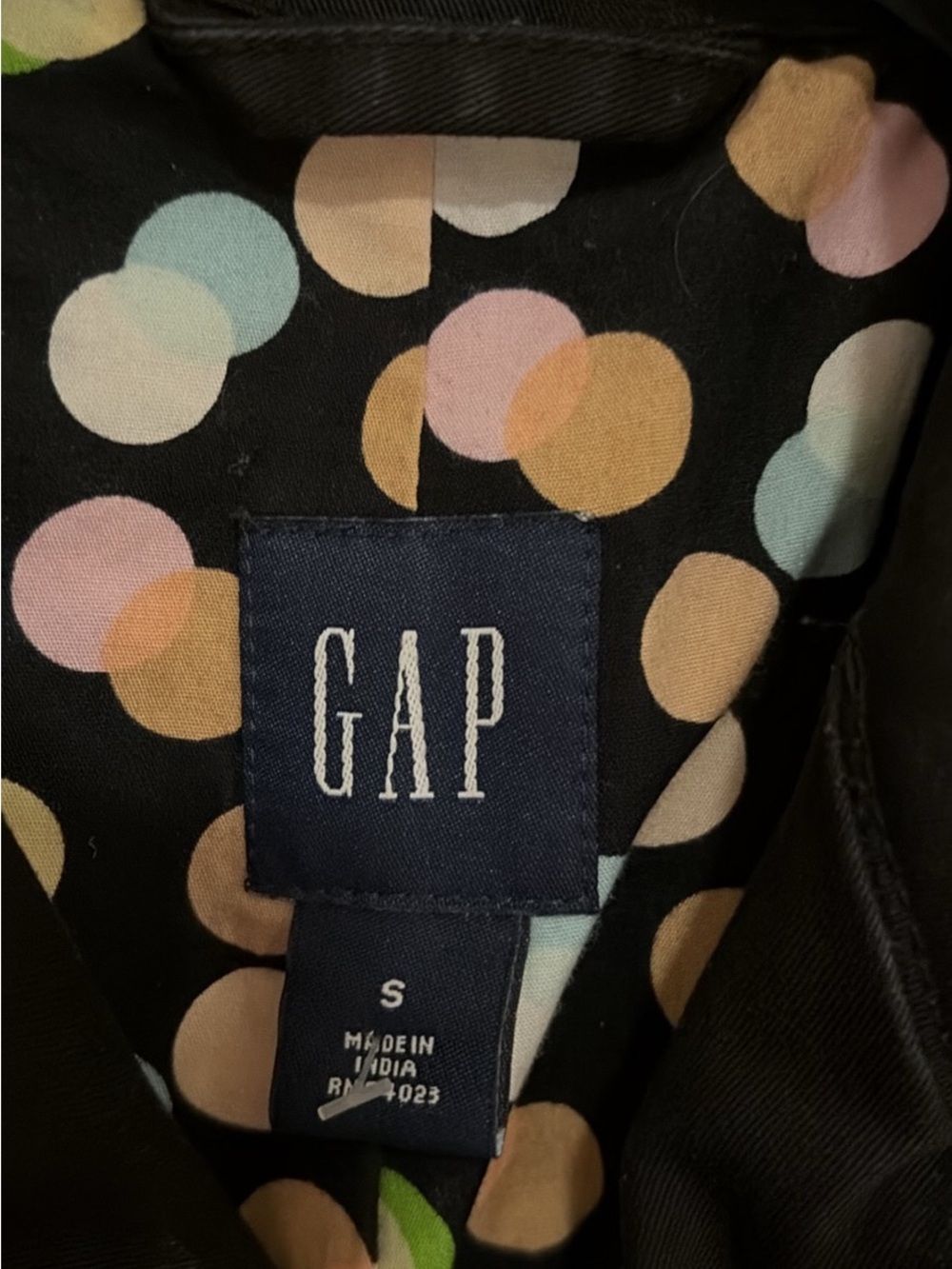GAP Black Jacket with Pastel Polka Dot Lining